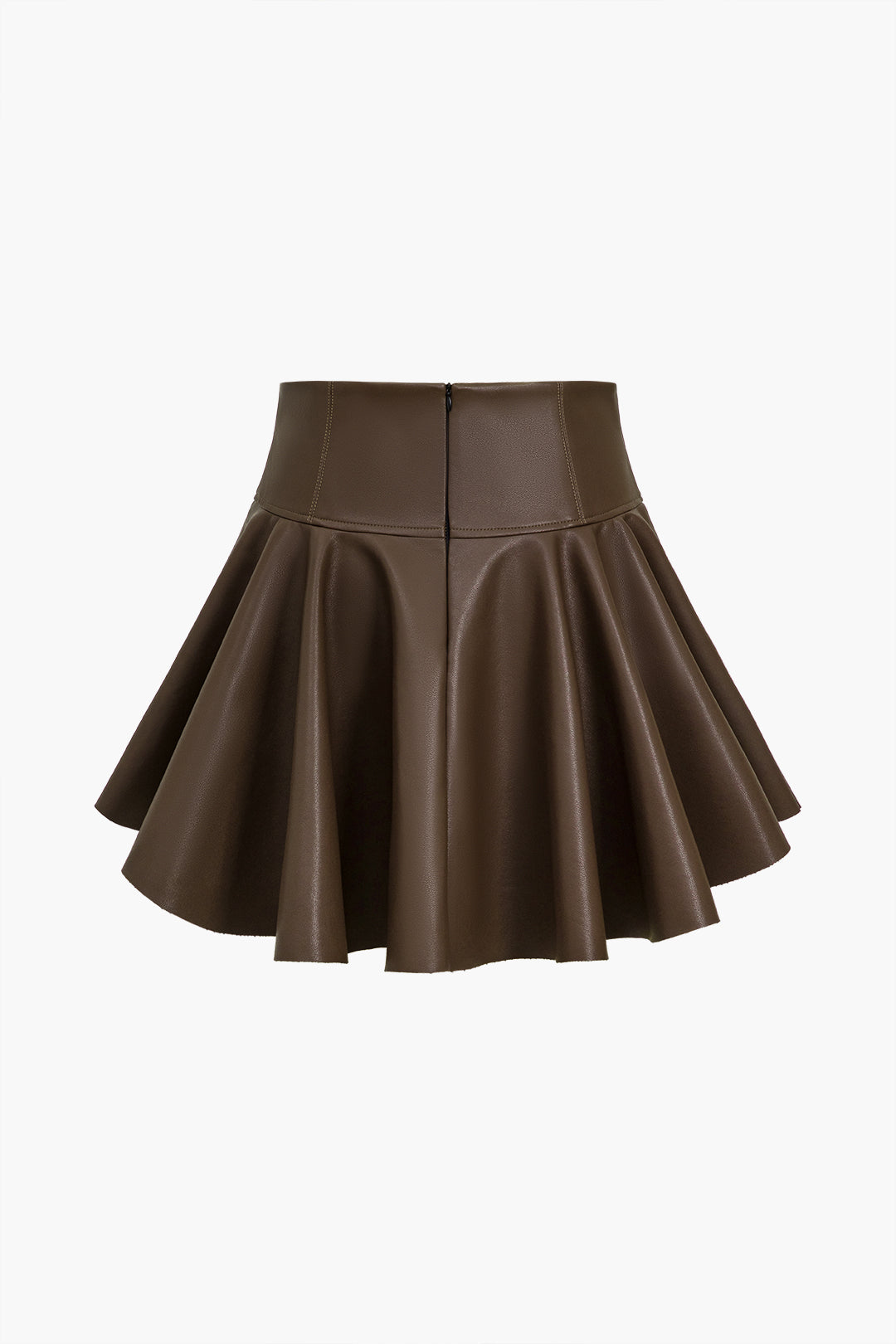 "Basic Faux Leather Ruched Mini Skirt"