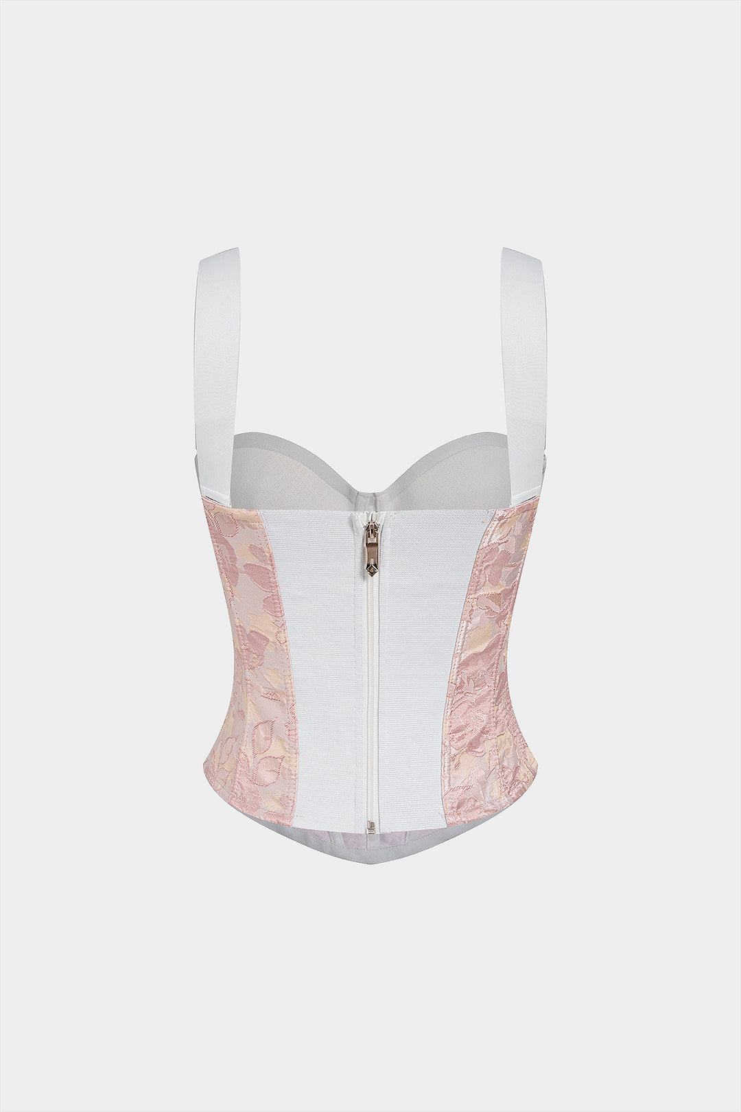 "Contrast Jacquard Corset Zipper Cami Top"