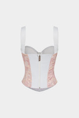 "Contrast Jacquard Corset Zipper Cami Top"