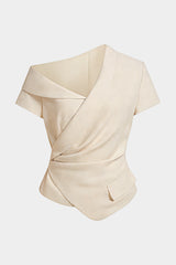 "Asymmetrical One Shoulder Ruched Top"