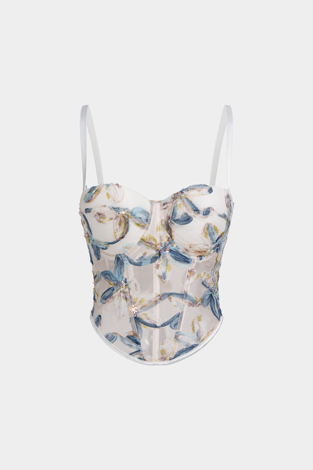 "3D Floral Sequin Corset Cami Top"