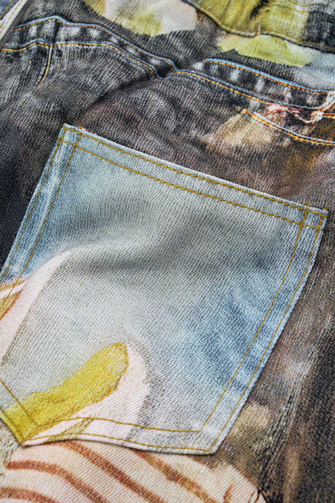 "Abstract Print Button Wide Leg Trousers"