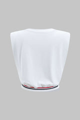 "Car Letter Digital Pattern Print Loose Sleeveless T-Shirt"