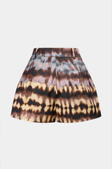 "Abstract Tie Dye Print Satin Shorts"