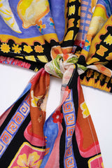 "Artistic Print Strappy Short Sleeeve Top"
