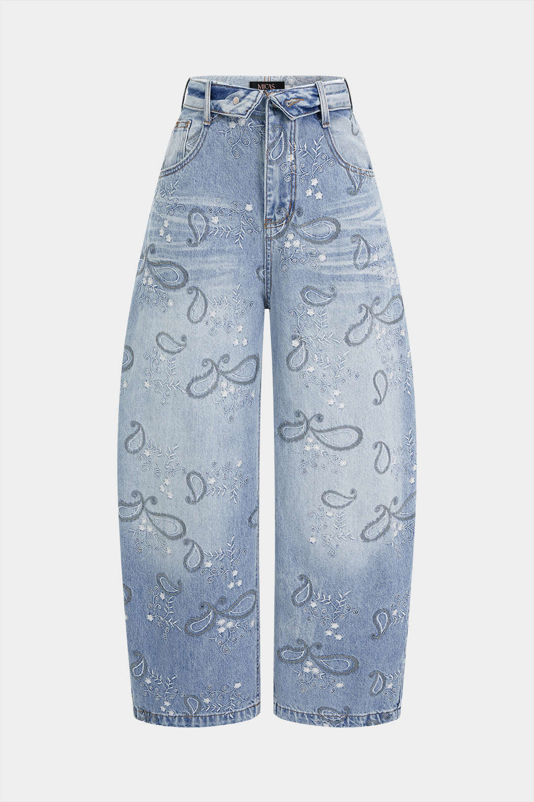 "Denim Floral Print Jeans"