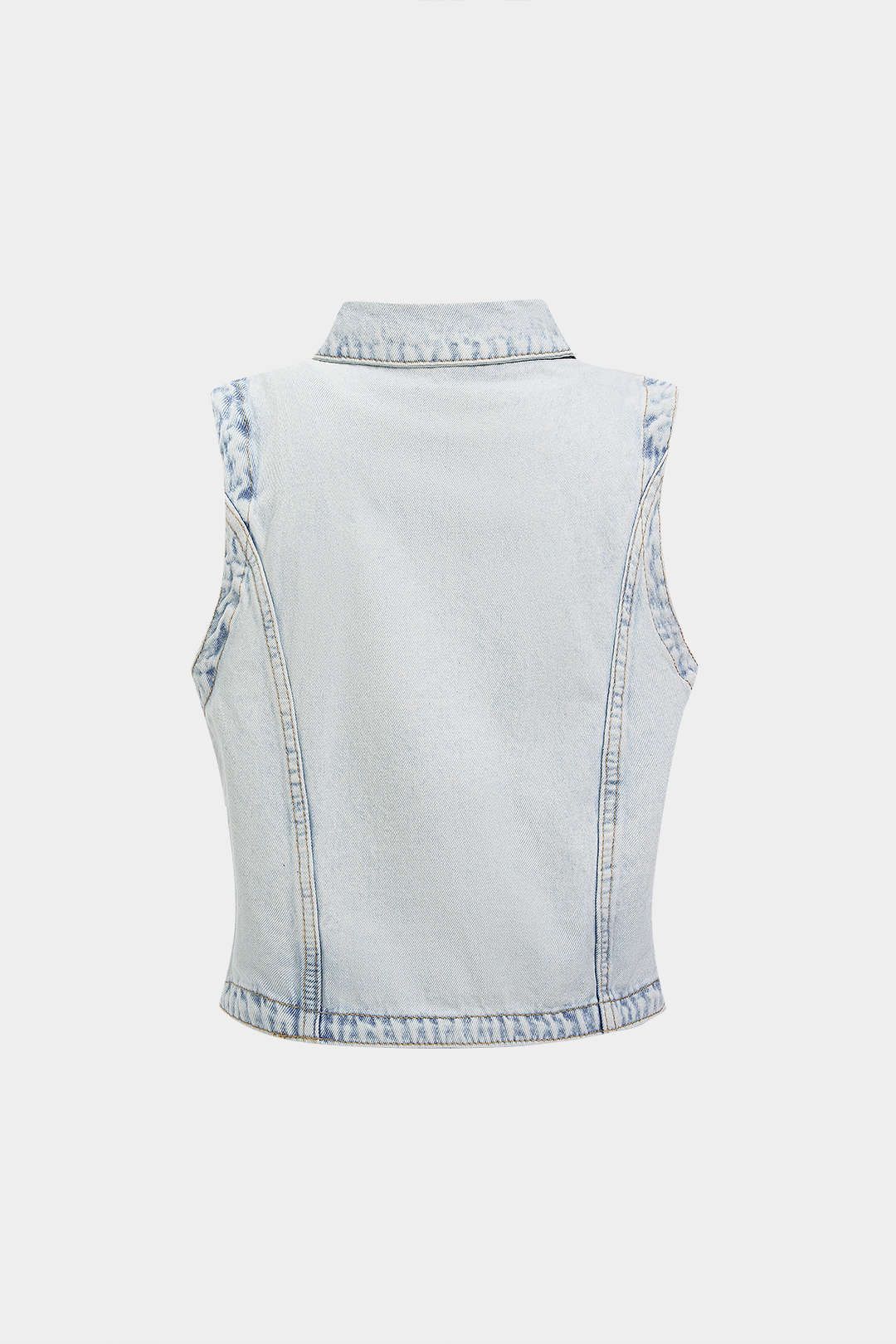 "Denim Asymmetrical Button Tank Top"