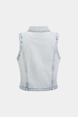 "Denim Asymmetrical Button Tank Top"