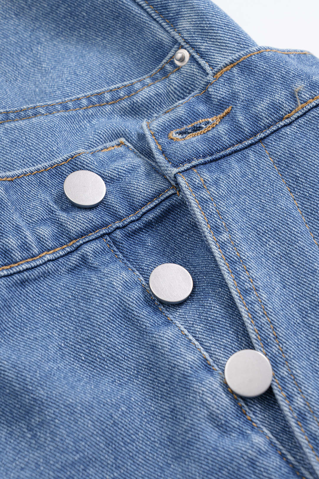 "Denim Asymmetrical Pocket Button Skirt"