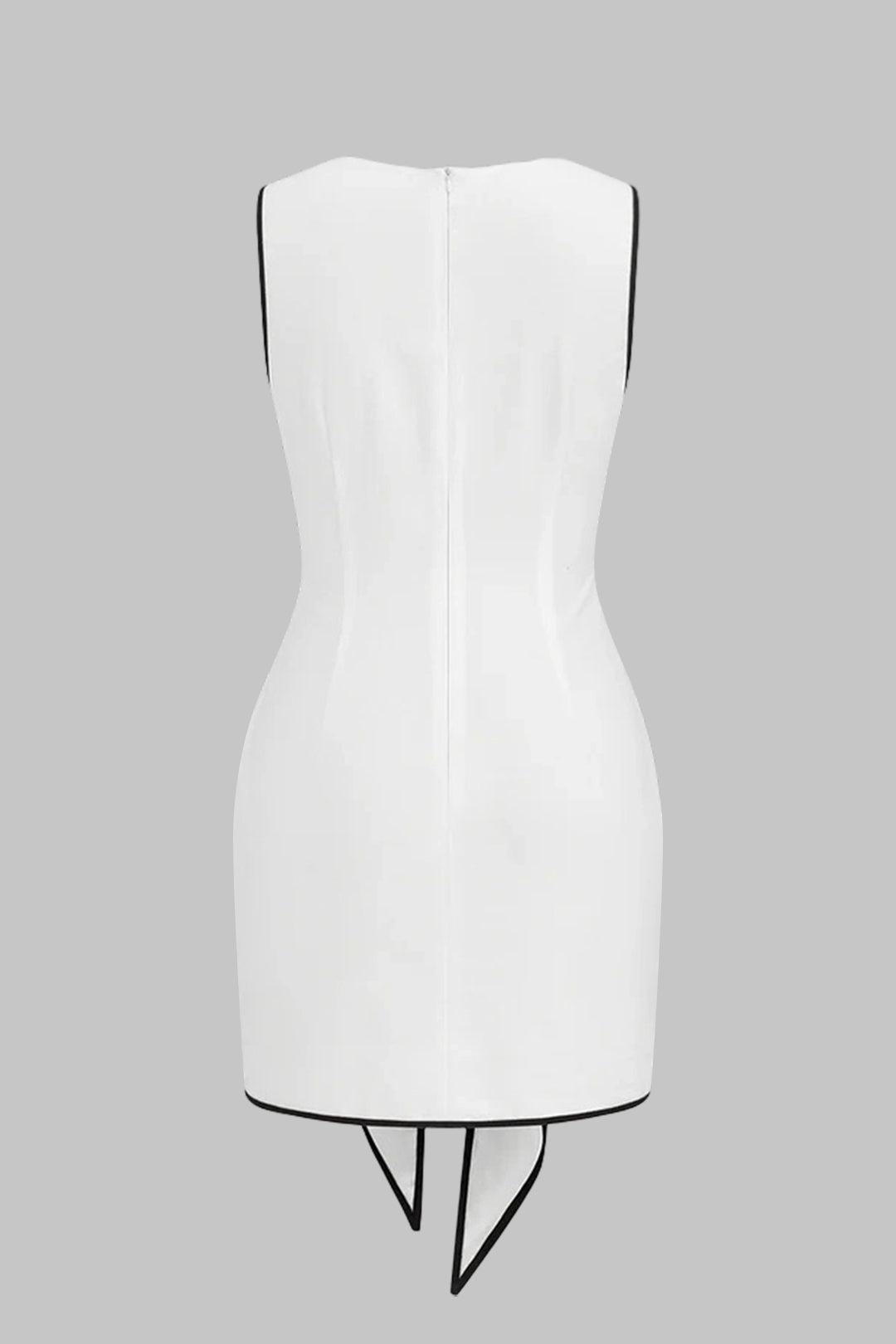 "Contrast Binding Round Neck Tie Front Sleeveless Mini Dress"