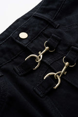 "Denim Metallic Barrel Jeans"