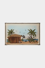 "Coconut Palm Print Chiffon Tie Front Skirt"