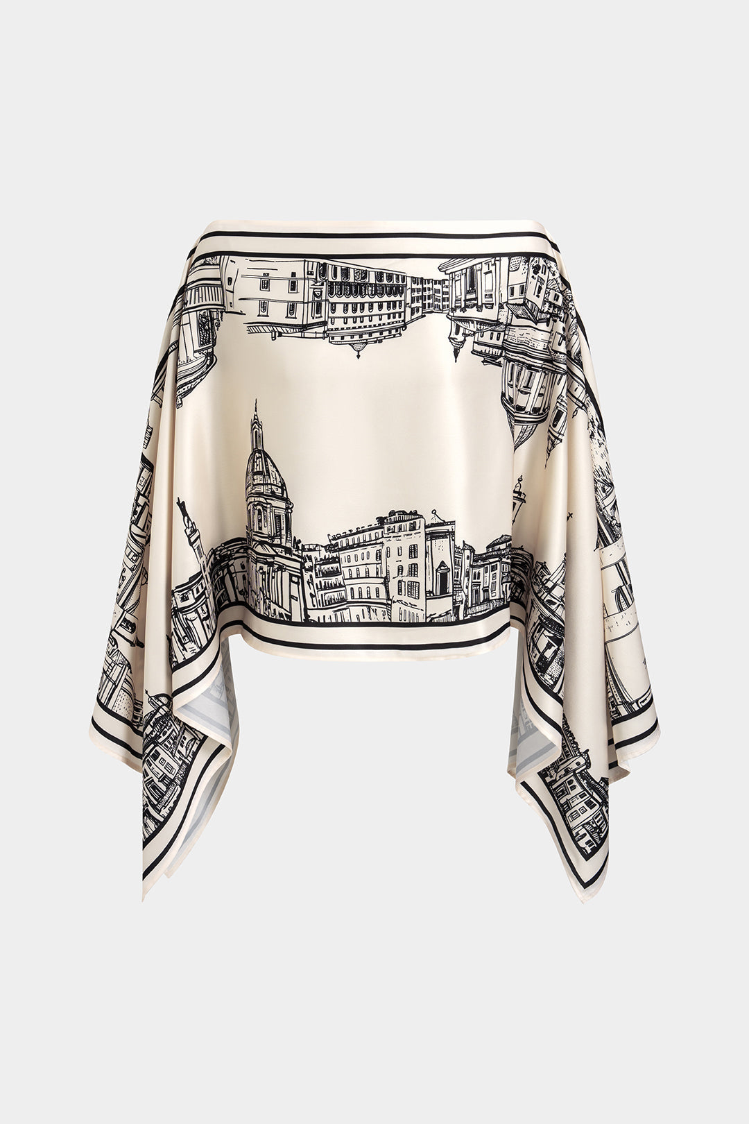 "Artistic Print Satin One Shoulder Top"