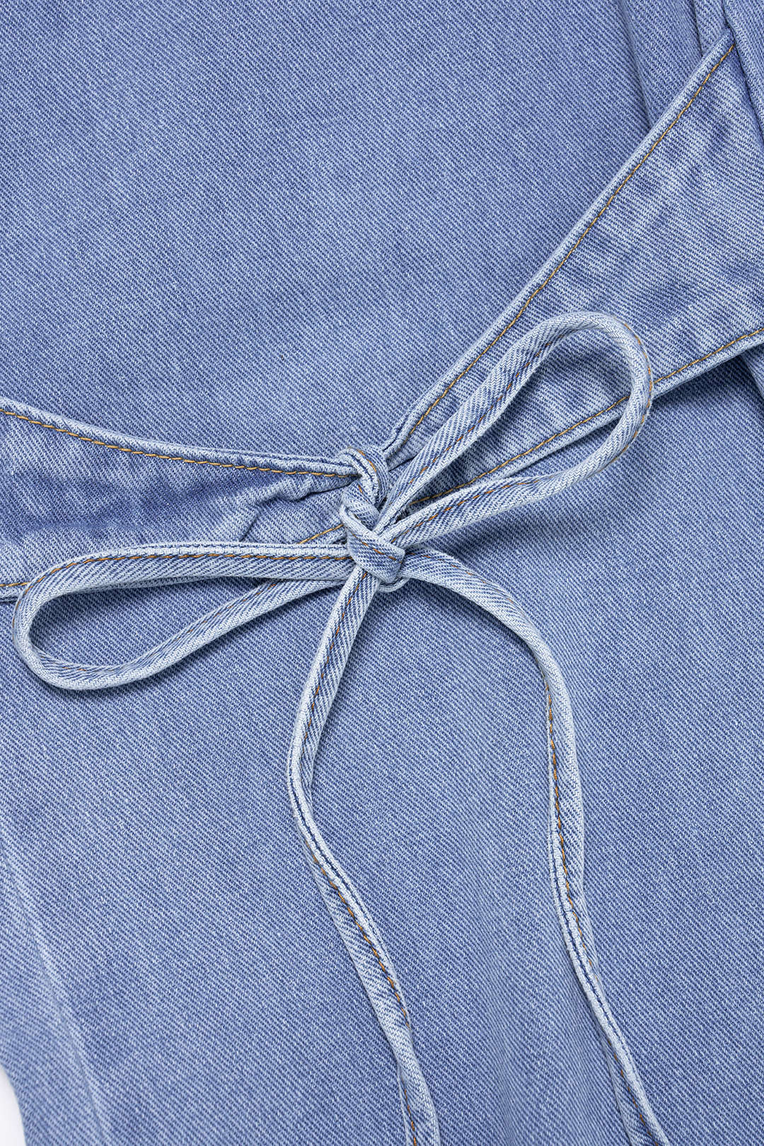 "Denim Bow Tie-Up Straight Leg Jeans"
