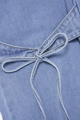 "Denim Bow Tie-Up Straight Leg Jeans"
