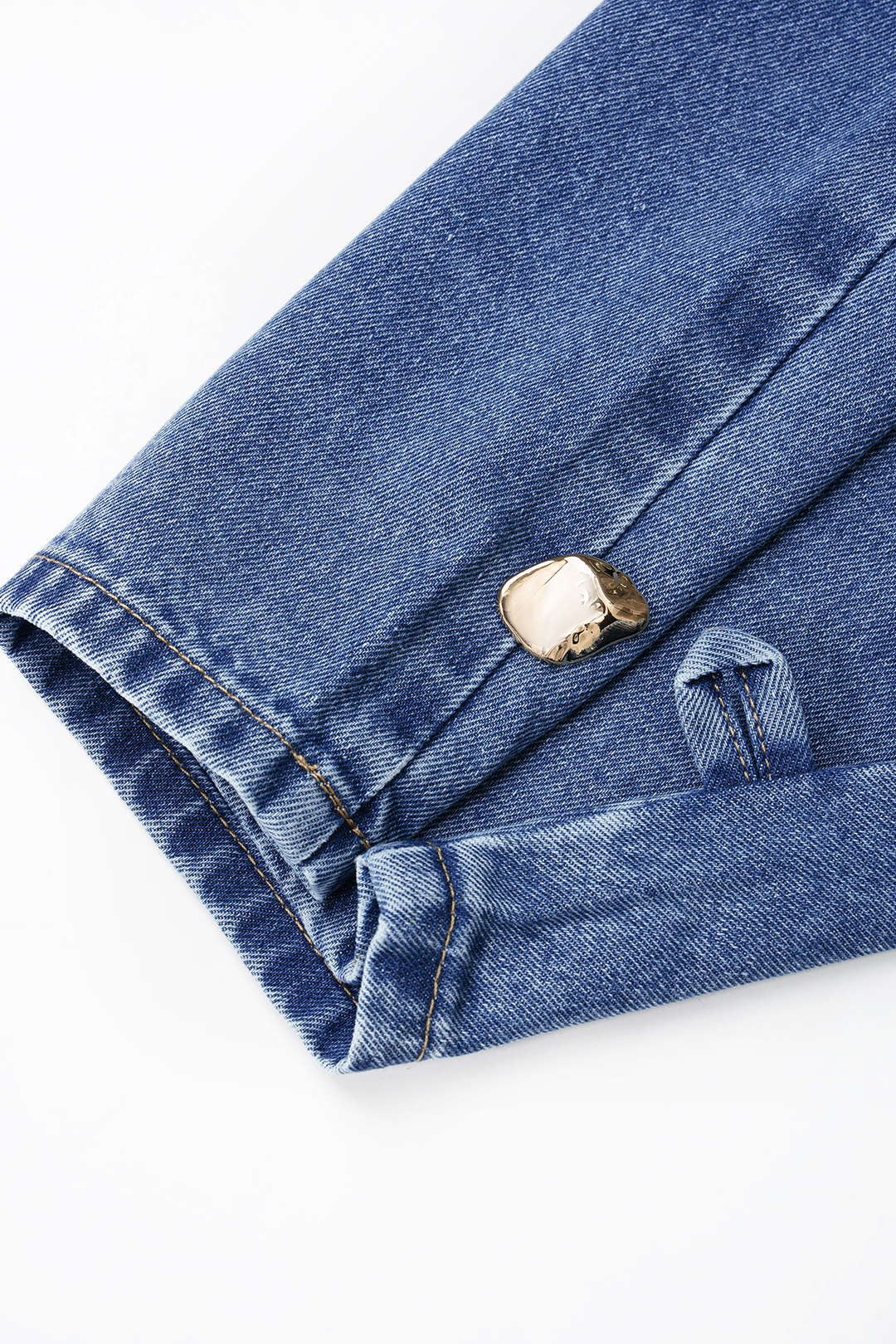 "Denim Irregular Metallic Button Pocket Balloon Jeans"