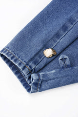 "Denim Irregular Metallic Button Pocket Balloon Jeans"