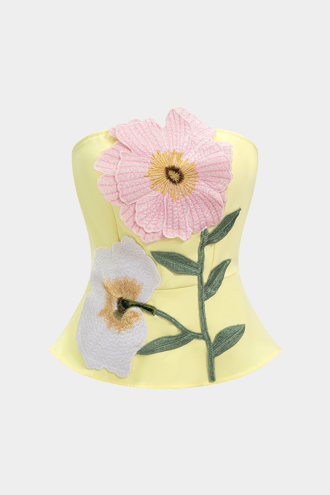 "3D Floral Embroidery Tube Top"