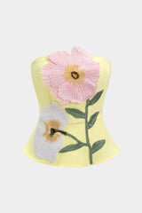 "3D Floral Embroidery Tube Top"