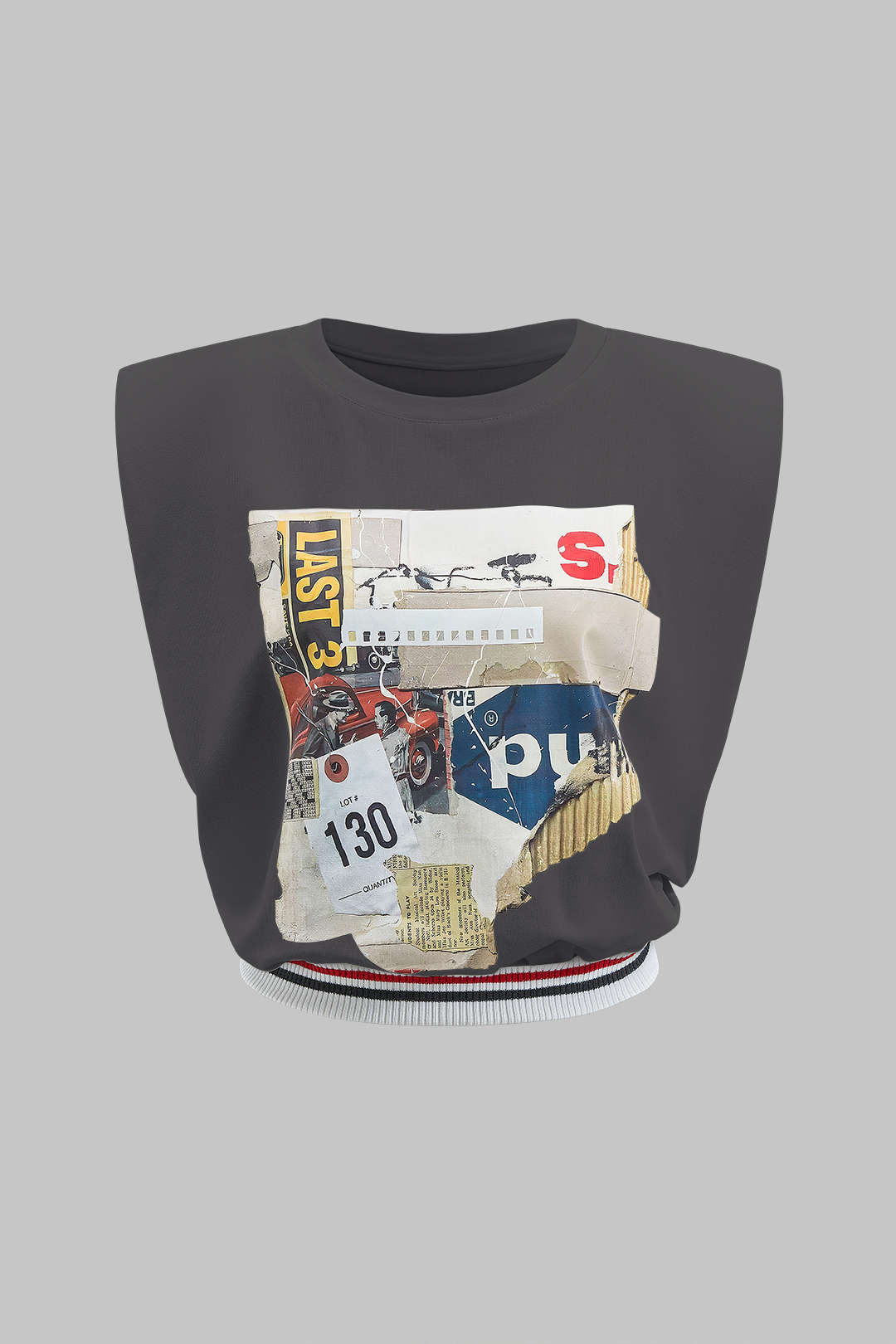 "Car Letter Digital Pattern Print Loose Sleeveless T-Shirt"