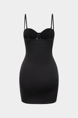 "Chiffon Patchwork Lace Corset Asymmetrical Ruched Sleeveless Mini Dress"