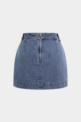"Denim Asymmetrical Skirt"