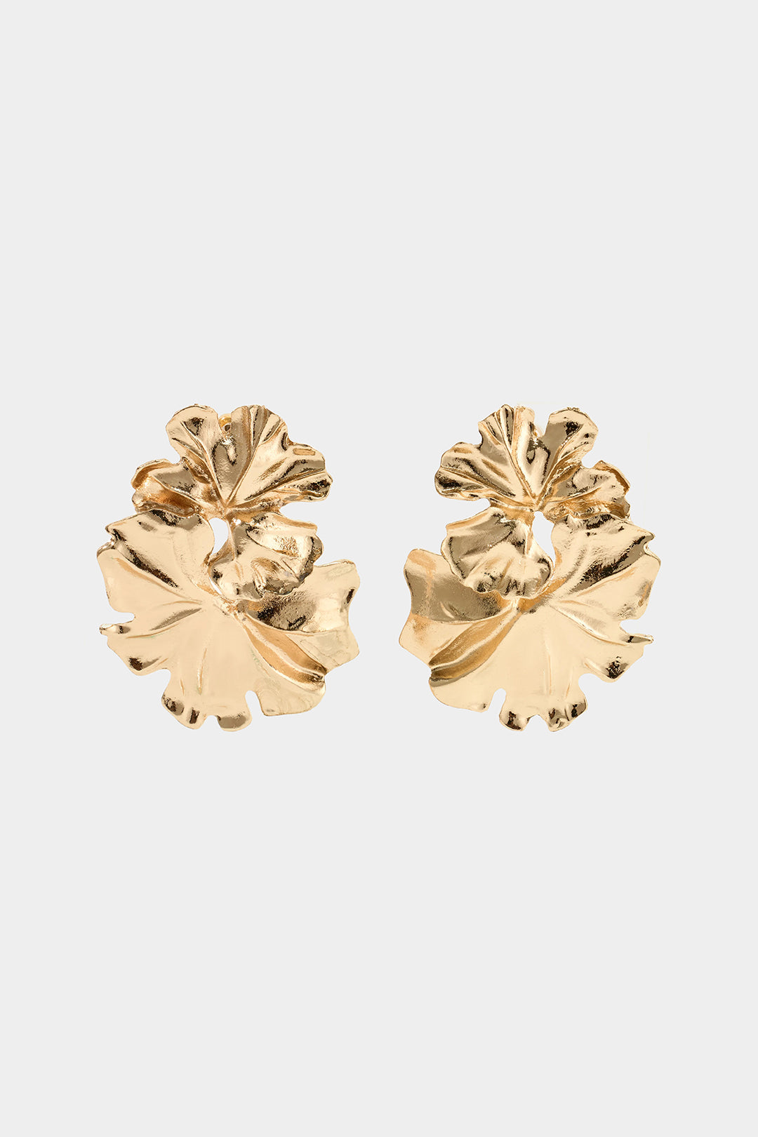 "Alloy Wrinkled Irregular Leaf Earrings"