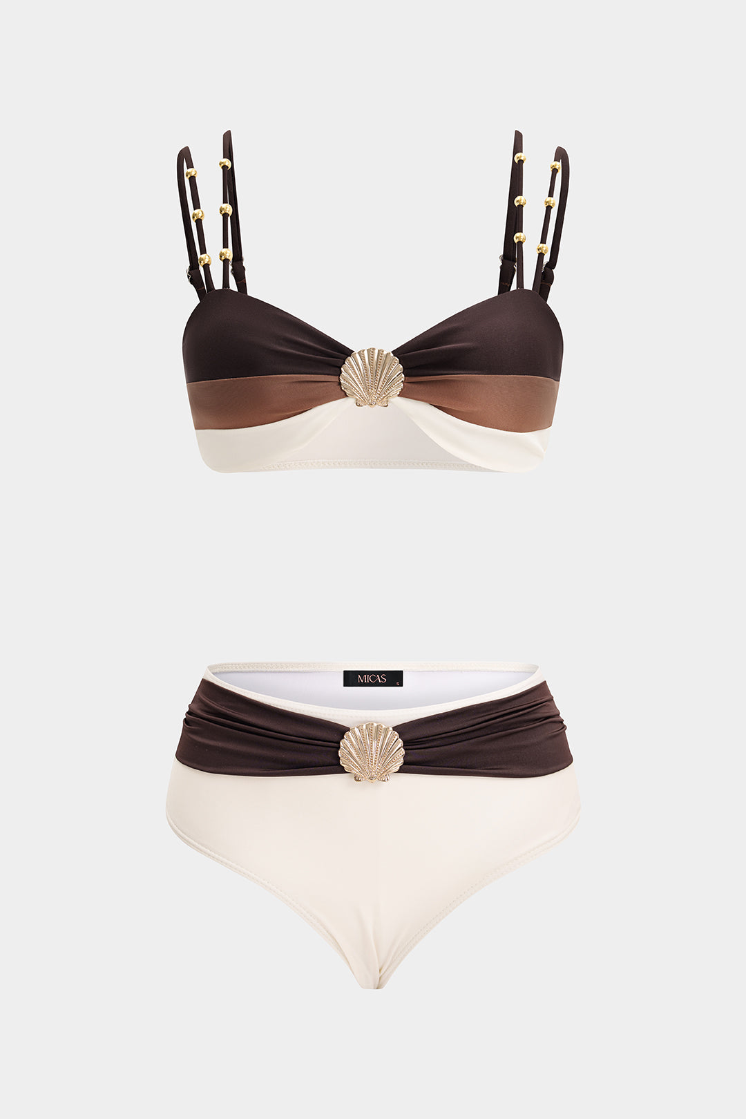 "Contrast Metallic Bikini Set"