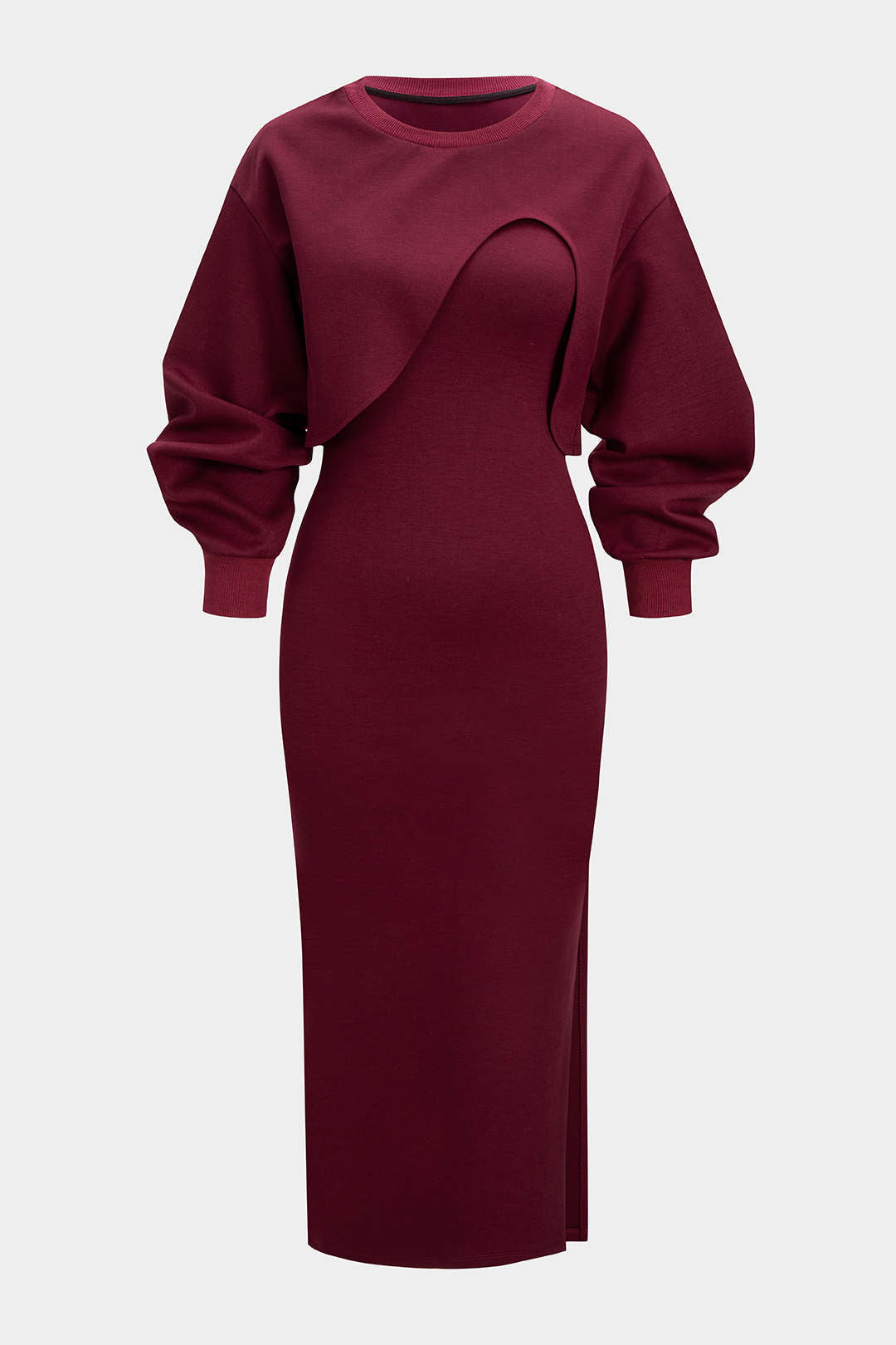 "Asymmetrical Long-Sleeve Top And Sleeveless Dress Set"