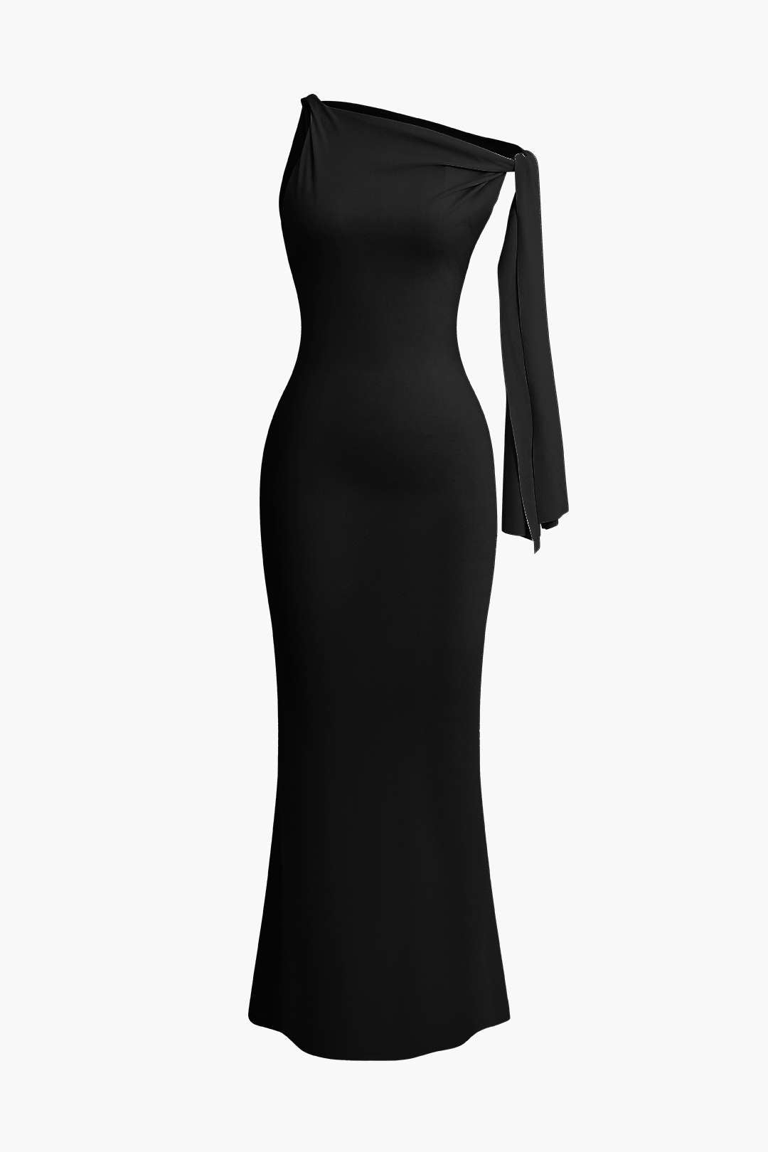 "Asymmetrical Twist Knot Mermaid Maxi Dress"