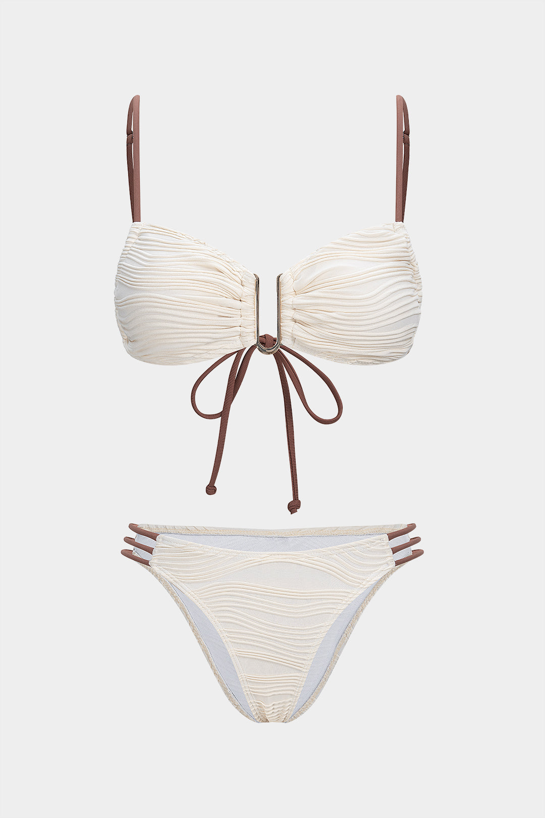 "Contrast Tie-Up Bikini Set"