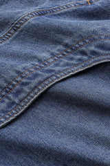 "Denim Asymmetrical Zipper Pocket Jeans"
