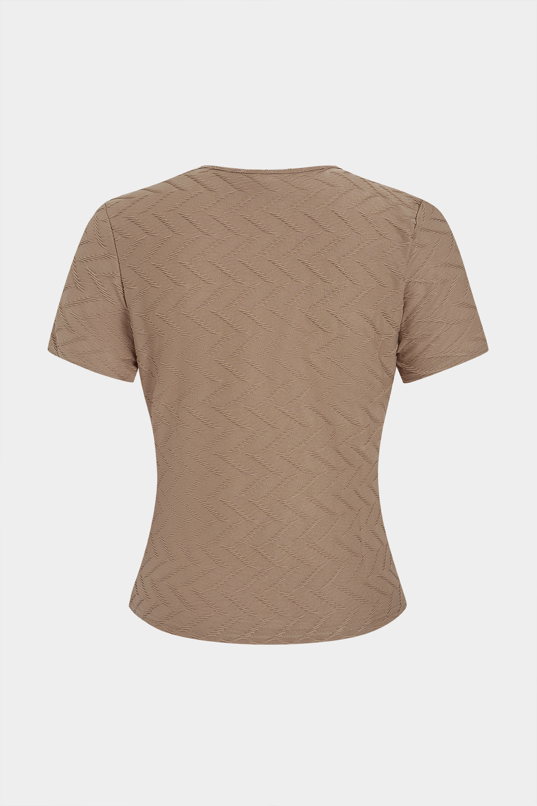 "Asymmetrical Metallic Ruched Short Sleeve T-Shirt"