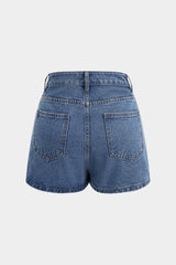 "Denim Asymmetrical Pocket Shorts"