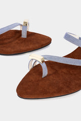 "Contrast Metallic Open Toe Sandals"