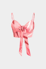 "Bamboo Leaf Print Knot Cami Top And Pants Set"