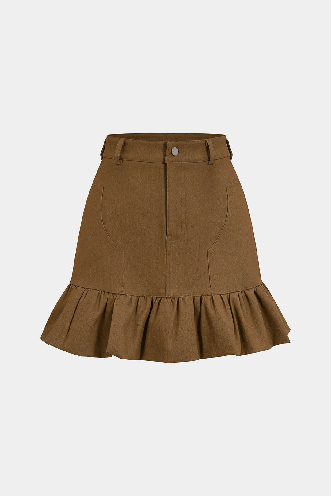 "Denim High Waist Ruched Hem Skirt"
