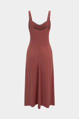 "Contrast Binding Slip Sleeveless Midi Dress"