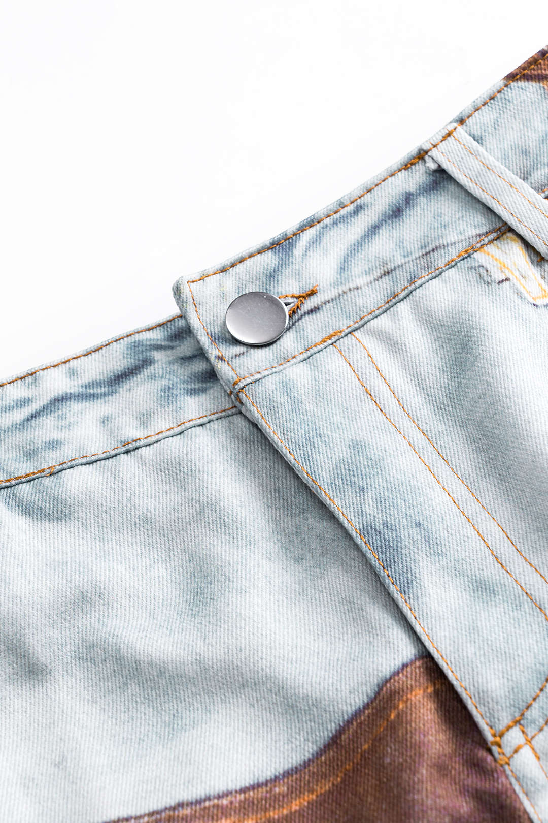 "Abstract Print Ruched Button Pocket Skirt"