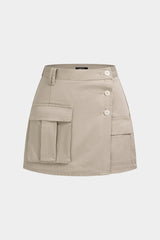 "Asymmetrical Pocket Mini Skirt"