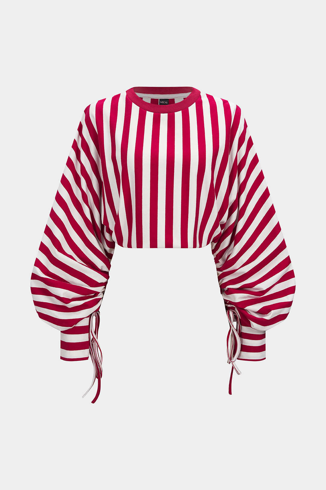 "Contrast Stripes Print Tie-Up Long Sleeve Sweatshirt"