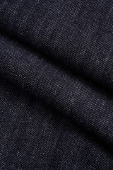 "Denim Faux Leather Patchwork Belted Long-Sleeve Jumpsuit"