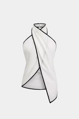 "Contrast Binding Halter Asymmetrical Cami Top"