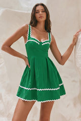 "Contrast Binding Zipper Slip Sleeveless Mini Dress"