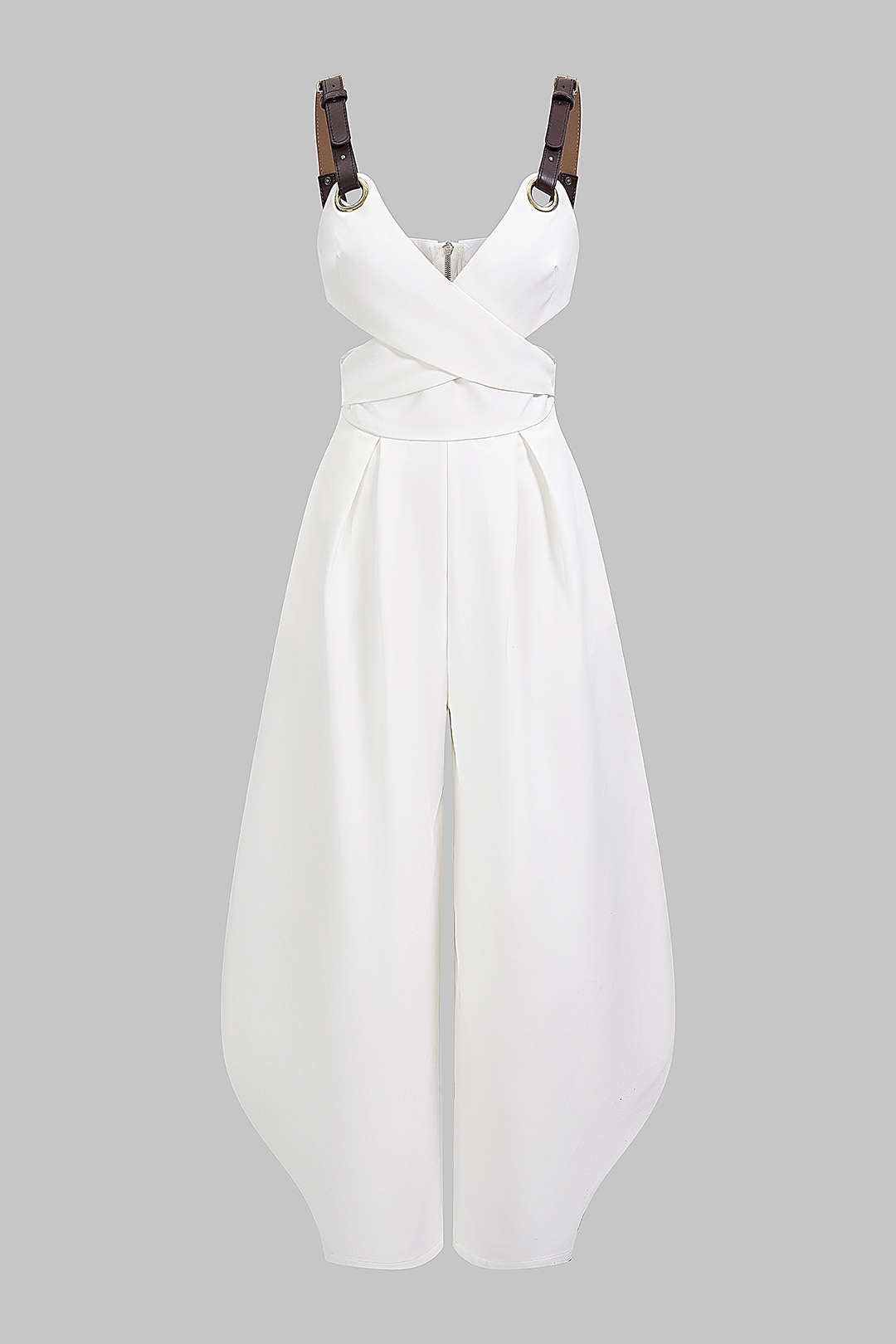 "Crossed Cut Out V-Neck Sleeveless Jumpsuit"