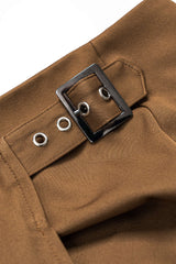 "Asymmetry Belt Ruched Midi Skirt"
