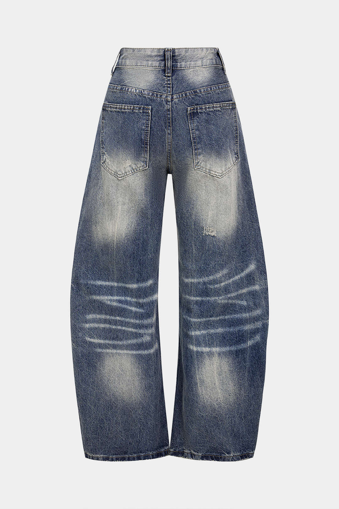 "Denim Asymmetrical Ripped High Waist Wide Leg Jeans"