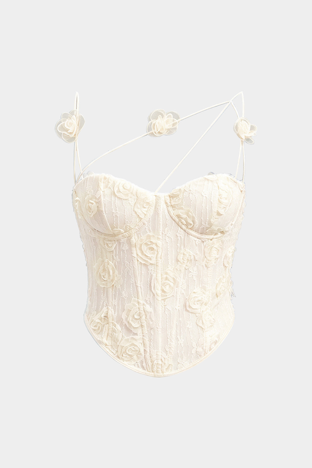 "3D Floral Corset Asymmetrical Cami Top"