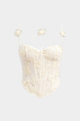 "3D Floral Corset Asymmetrical Cami Top"