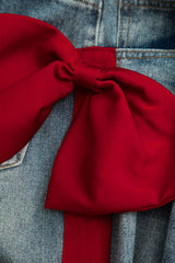 "Bow Detail Straight Leg Jeans"